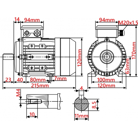 SILNIK ELEKTRYCZNY 0,12kW 230V 1400obr 1FAZOWY KONDENSATOR PRACY ROZRUCHU